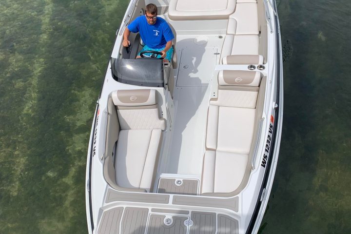 a small boat in a body of water