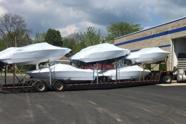 a truck is parked in a parking lot