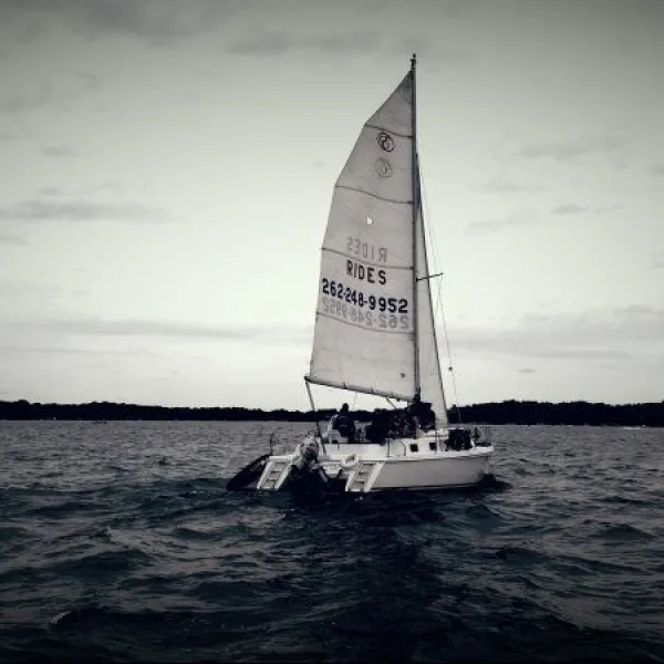 a small boat in a body of water